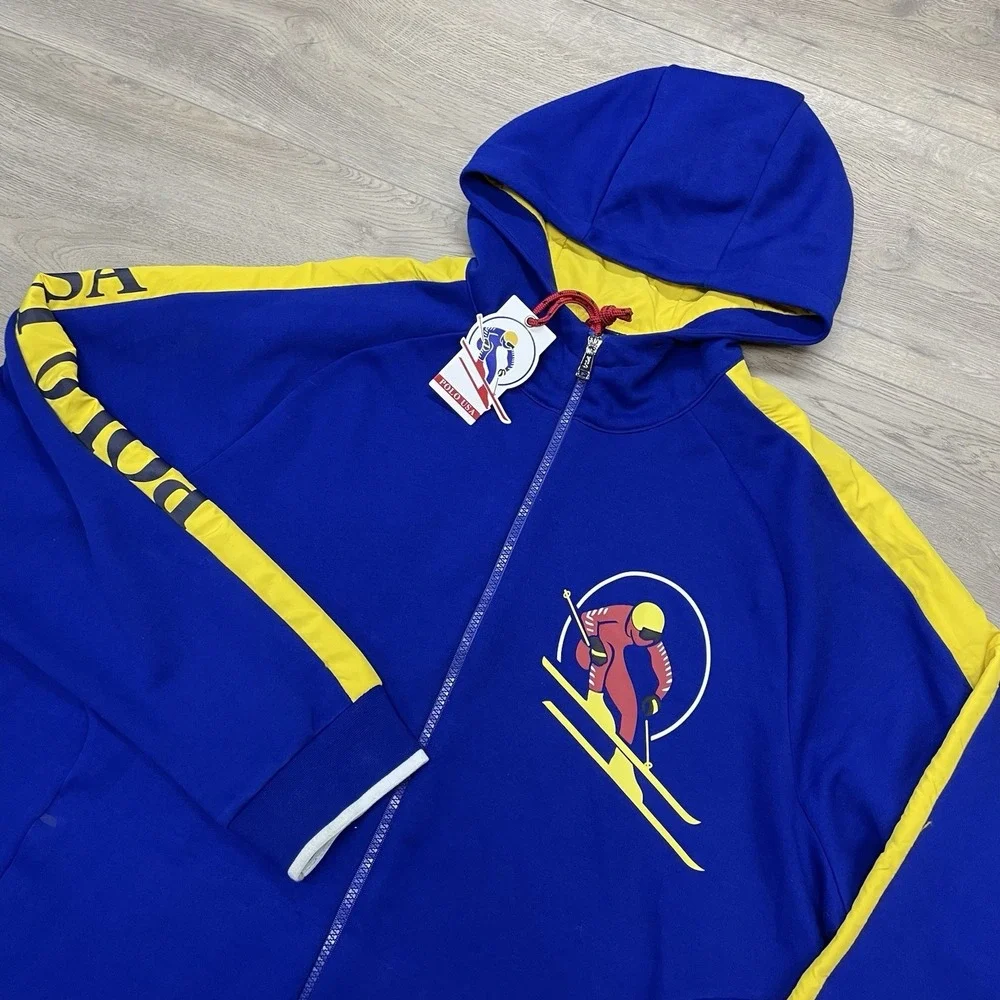Polo Ralph Lauren Royal Downhill Skier Double Knit Zip Hooded Jacket XXL READ